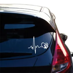 Heartbeat & pet footprint - autocollant vinyle